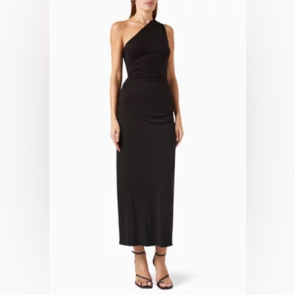 Posse Elena Black One-Shoulder Dress